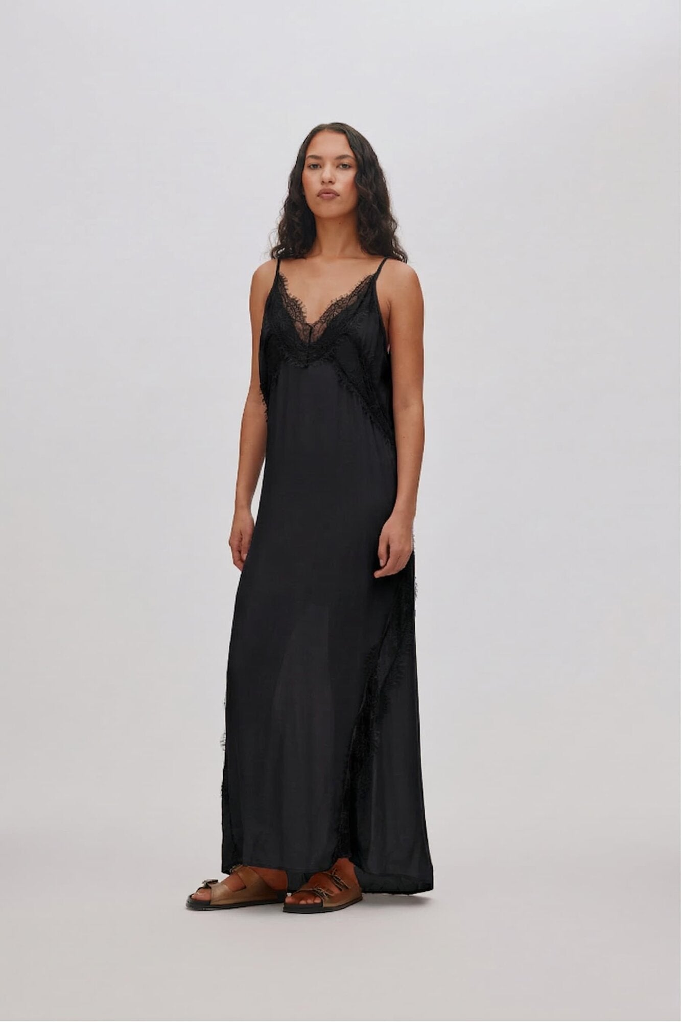 Lilou Sheer Panelled blondekjole - Faded Black